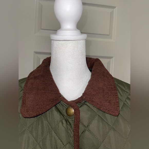 Ralph Lauren Olive Quilted Puffer with Brown Trim - Picture 5 of 15